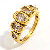 316L Surgical Stainless Steel with Clear Cubic Zirconia Finger Rings WGB9731-02-1