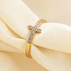 Cross Stainless Steel Micro Pave Clear Cubic Zirconia Finger Rings for Women FS-WG88B59-04-3