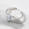 Brass Micro Pave Cubic Zirconia Cuff Open Rings for Women RJEW-L343-14P-04-3