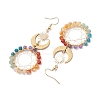 Chakra Natural Mixed Stones Copper Wire Wrapped Dangle Earrings EJEW-TA00503-4