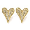 Rack Plating Heart Brass Micro Pave Cubic Zirconia Stud Earrings EJEW-I313-17G-1