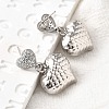 Textured Heart Brass Micro Pave Clear Cubic Zirconia Dangle Stud Earrings EJEW-Z099-02P-01-3