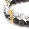 2Pcs 2 Style Cubic Zirconia Braided Bead Bracelet BJEW-JB08050-02-5