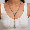 Alloy Colorful Rhinestone Flower Cross Pendant Lariat Y Necklaces for Women FS-WGB8DA7-02-1