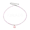 Alloy Enamel Heart Charm Necklace NJEW-PH01493-03-1