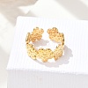 Flower 304 Stainless Stee Open Cuff Rings for Women RJEW-Q006-03D-G-5