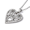 Non-Tarnish Hollow Heart 304 Stainless Steel Pendant Necklaces LS-NJEW-C033-01C-P-1