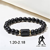 12 Constellations Theme Frosted Black Stone Round Beaded Stretch Bracelets for Women Men WG3EE4F-02-1