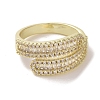 Brass Micro Pave Cubic Zirconia Open Cuff Ring RJEW-K256-53G-2