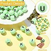 1 Set 26Pcs Green Round with Letter Silicone Beads ST-CJ0041-014-3