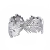 304 Stainless Steel Leaf Open Cuff Ring RJEW-T023-10P-1