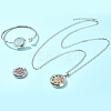 1Pc Stainless Steel Open Cuff Bangles & 1Pc Stainless Steel Pendant Neclace AJEW-SC0004-06B-3
