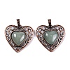 Natural Green Aventurine Peach Love Heart Pendants G-G158-01-15-1