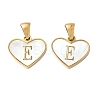 304 Stainless Steel Pave Natural White Shell Heart with Initial Slice Pendants STAS-R168-25G-E-1