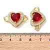 Rack Plating Brass Cubic Zirconia Heart Connector Charm KK-C084-06G-3