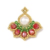 Christmas Round Shell Pearl & Glass Seed Beads Pendants PALLOY-MZ01448-1