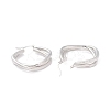 Textured Double Rhombus Brass Huggie Hoop Earrings for Women  EJEW-A064-14P-RS-2