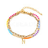 304 Stainless Steel Letter Charm Double-layered Bracelets VG5038-14-1