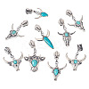 14Pcs 7 Styles Cattle Head Alloy & Synthetic Turquoise Zipper Sliders HJEW-TAC0102-2