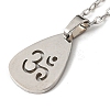 201 Stainless Steel Teardrop with Yoga Pendant Necklace with Cable Chains NJEW-Q317-35P-2