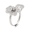 Rack Plating Brass Micro Pave Cubic Zirconia Adjustable Flower Rings RJEW-D025-19P-1