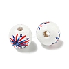 Printed Wood European Beads WOOD-G022-17B-2
