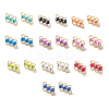 Mother's Day Brass Enamel Stud Earrings EJEW-A093-07G-1