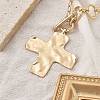 Alloy Textured Cross Pendant Ring Link Chain Necklaces for Women NJEW-B120-03-4