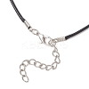Electroplated Glass Beaded Heart Pendant Black Waxed Cotton Cord Necklaces for Women NJEW-MZ00120-01-5