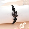 Cat Head Resin Brainded Bead Bracelets BJEW-L701-02B-1