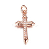 Brass Micro Pave Cubic Zirconia Pendants X-ZIRC-P060-21RG-1