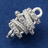 Brass Micro Pave Clear Cubic Zirconia Hollow Oval Connector Charms KK-A230-05C-S-2