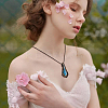 2 Sets 2 Colors Teardrop with Flower Glass Dangle Earrings & Pendant Necklace SJEW-FI0001-14-6