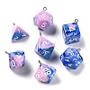 7Pcs 7 Styles Opaque Resin Polyhedral Dice Pendants Set RESI-A029-01O-1