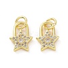 Brass Micro Pave Clear Cubic Zirconia Charms KK-E068-VF045-2