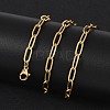 Ion Plating(IP) 304 Stainless Steel Paperclip Chain Necklace for Women LS-NJEW-C011-03G-4