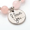 Flat Round with I Love You Natural Gemstone Beaded Charm Bracelets BJEW-JB01846-03-2