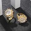 Sunflower Natural Quartz Crystal Finger Rings RJEW-B113-03G-07-1
