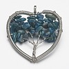 Dyed Natural Agate Bead Brass Wire Wrapped Heart Big Pendants KK-L136-04I-NR-2