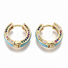 Brass Micro Pave Colorful Cubic Zirconia Huggie Hoop Earrings EJEW-S209-03C-2