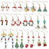 SUNNYCLUE 12 Pairs 12 Style Christmas Theme Alloy Dangle Earrings EJEW-SC0001-33-1