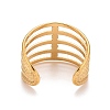 Ion Plating(IP) 304 Stainless Steel Chunky Open Cuff Ring for Women RJEW-A005-35G-3