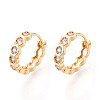 Brass Micro Pave Clear Cubic Zirconia Hexagon Hoop Earrings EJEW-T048-47G-1