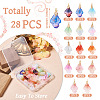 28Pcs 14 Colors Leaf Shape Handmade Lampwork Pendants PALLOY-TA00160-4