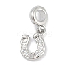 Brass Clear Cubic Zirconia Horseshoe European Dangle Charms KK-Q028-56P-1