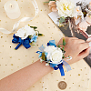 Silk Cloth Wrist Corsage & Flower Boutonniere Brooch AJEW-CP0009-43-3