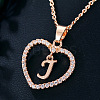 Alloy Crystal Rhinestone Heart with Initial Pendant Necklaces WGD4CFD-10-1