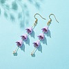 Acrylic Flower with Plastic Pearl Long Dangle Earrings EJEW-JE04941-01-3
