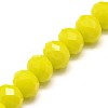 1 Strand Opaque Solid Yellow Color Faceted Crystal Glass Rondelle Beads Strands X-EGLA-F049A-06-2