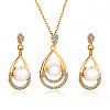 Teardrop Alloy Crystal Rhinestone Stud Dangle Earrings & Pendant Necklaces Sets WGE0910-01-5